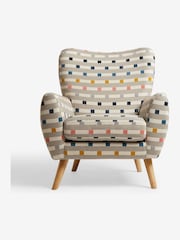 Chunky Stripe Geo Grey Wilson II Highback Grande Armchair - Image 2 of 9