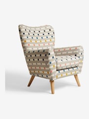 Chunky Stripe Geo Grey Wilson II Highback Grande Armchair - Image 3 of 9