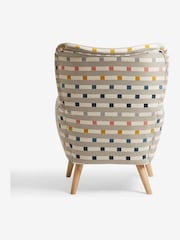 Chunky Stripe Geo Grey Wilson II Highback Grande Armchair - Image 7 of 9