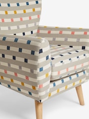 Chunky Stripe Geo Grey Wilson II Highback Grande Armchair - Image 8 of 9