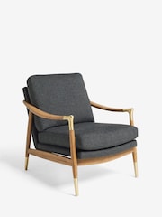 Tweedy Plain Dark Grey Flinton Wooden Walnut Effect Leg Accent Chair - Image 3 of 7