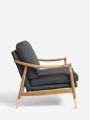 Tweedy Plain Dark Grey Flinton Wooden Walnut Effect Leg Accent Chair - Image 4 of 7