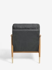 Tweedy Plain Dark Grey Flinton Wooden Walnut Effect Leg Accent Chair - Image 5 of 7