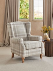 Versatile Check Nevis Light Natural Sherlock Highback Armchair - Image 1 of 10