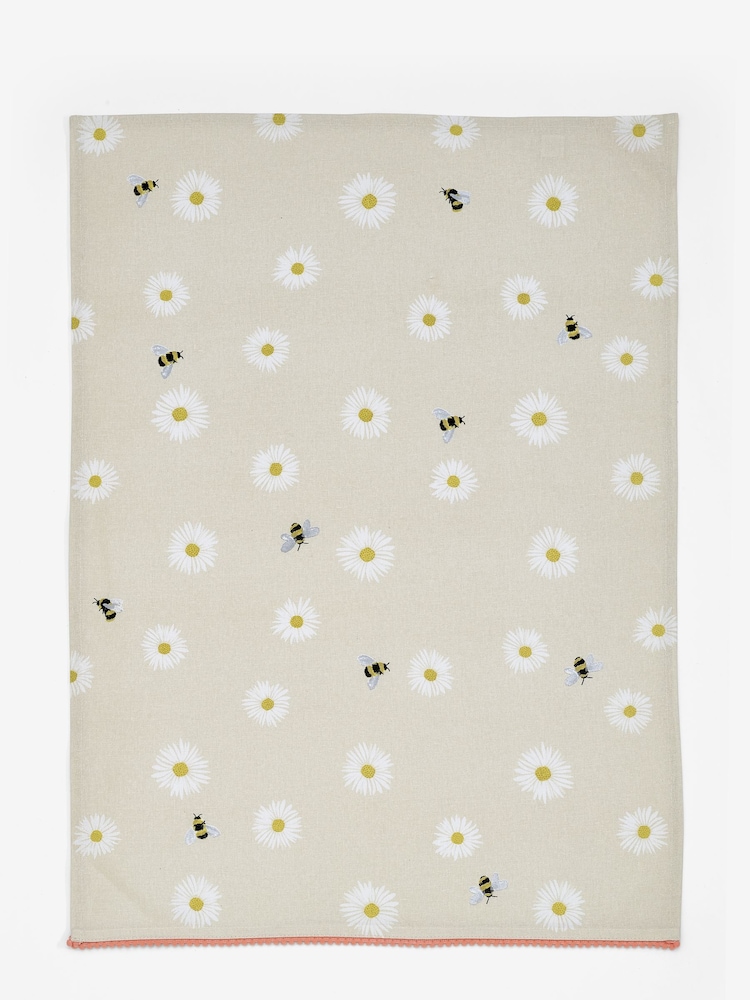 Yellow Bee And Daisy 100% Cotton Tea Towels Set of 2 - Image 3 of 4