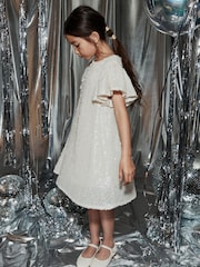 Cream Sequin Dress (3-16yrs) - Image 3 of 8
