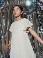 Cream Sequin Dress (3-16yrs) - Image 4 of 8