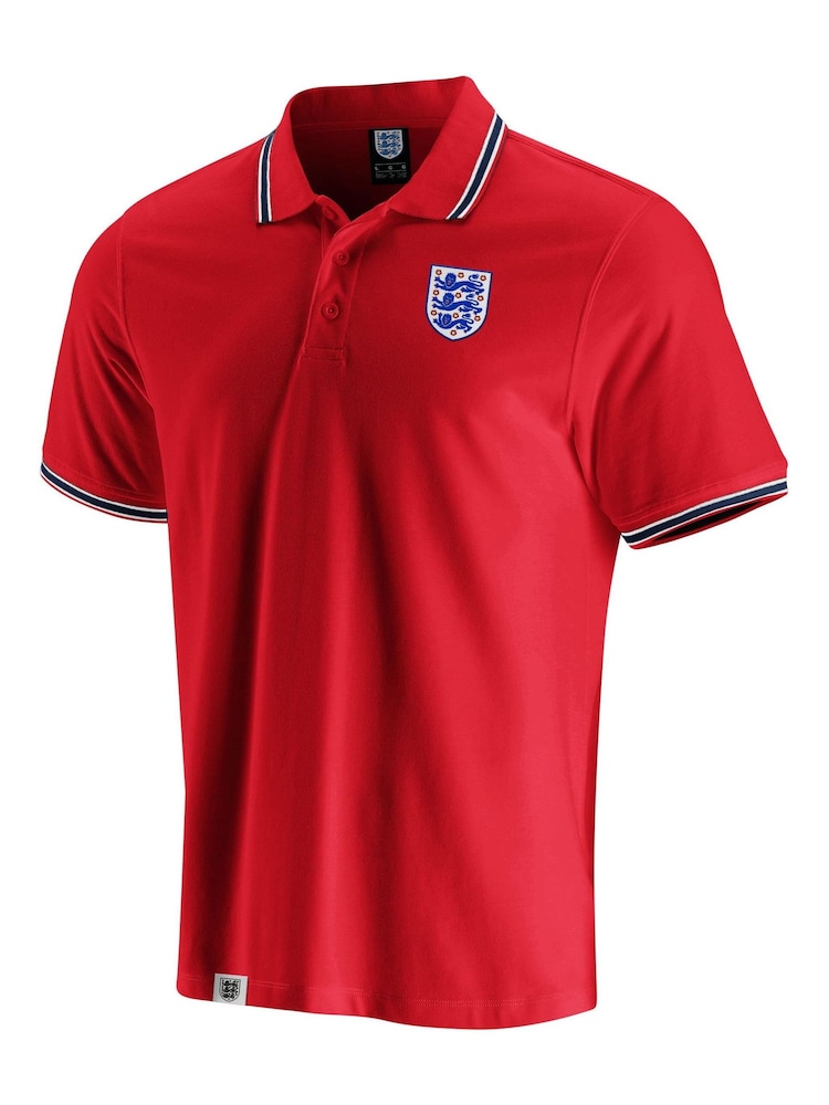 Fanatics Red England Culture Tipped 100% Cotton Polo Shirt - Image 2 of 3