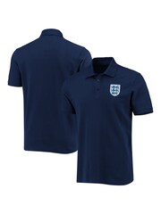 Fanatics Blue England Small Crest 100% Cotton Polo Shirt - Image 1 of 3