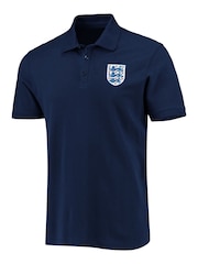 Fanatics Blue England Small Crest 100% Cotton Polo Shirt - Image 2 of 3