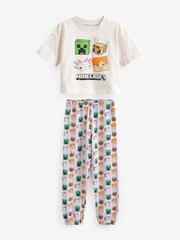 Lilac Purple/Ecru Cream Minecraft Pyjamas (5-16yrs) - Image 1 of 1
