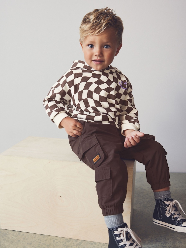 Brown/Cream Checkerboard Hoodie (3mths-7yrs) - Image 1 of 6