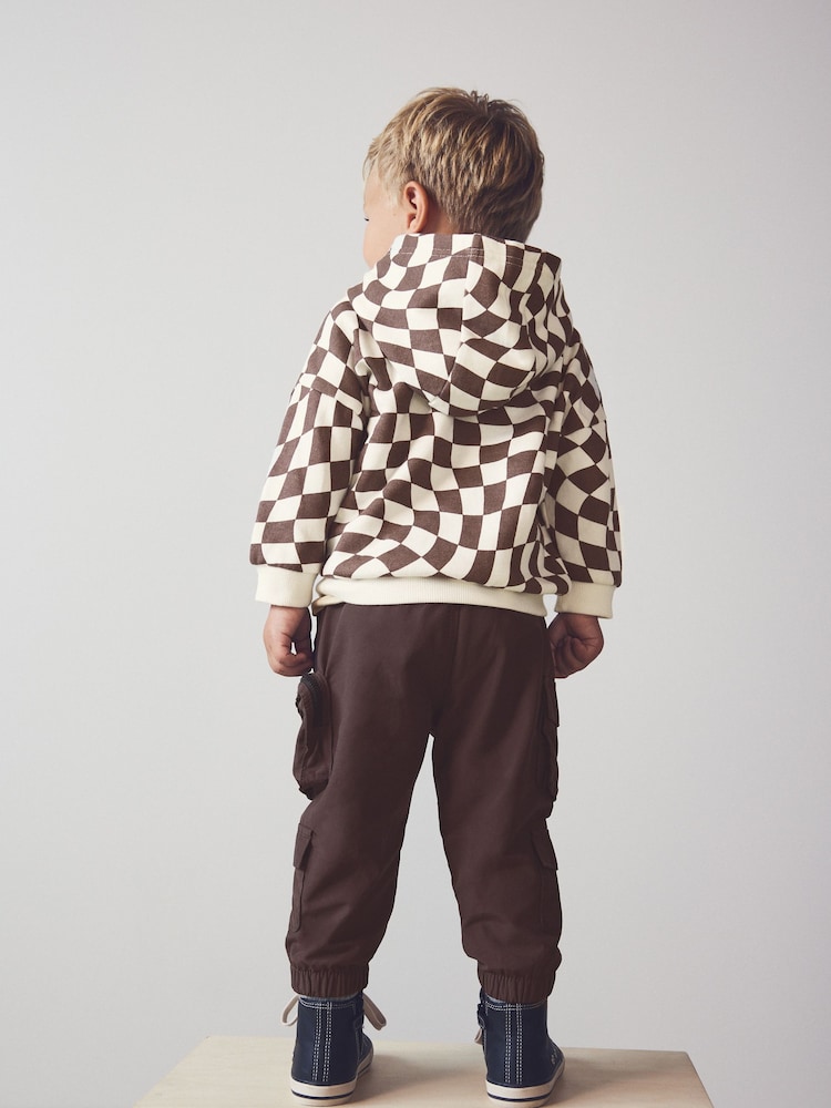 Brown/Cream Checkerboard Hoodie (3mths-7yrs) - Image 3 of 6
