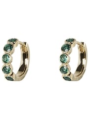 Oliver Bonas Green Skye Glass Stone Inlay Huggie Earrings - Image 5 of 6