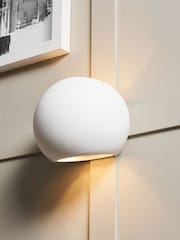 BHS White Martos Round Up Down Paintable Plaster Wall Light - Image 1 of 5