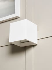 BHS White Montilla Up Down Paintable Plaster Wall Light - Image 2 of 5
