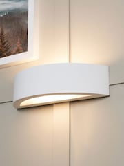 BHS White Baza Up Down Paintable Plaster Wall Light - Image 1 of 6