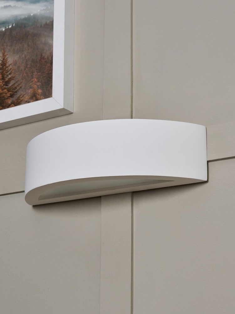 BHS White Baza Up Down Paintable Plaster Wall Light - Image 2 of 6