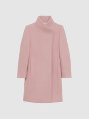 Reiss Pink Kia Senior Wool Blend Funnel Neck Coat - Image 2 of 6
