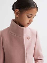 Reiss Pink Kia Senior Wool Blend Funnel Neck Coat - Image 4 of 6