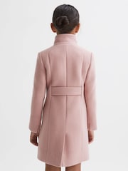 Reiss Pink Kia Senior Wool Blend Funnel Neck Coat - Image 5 of 6