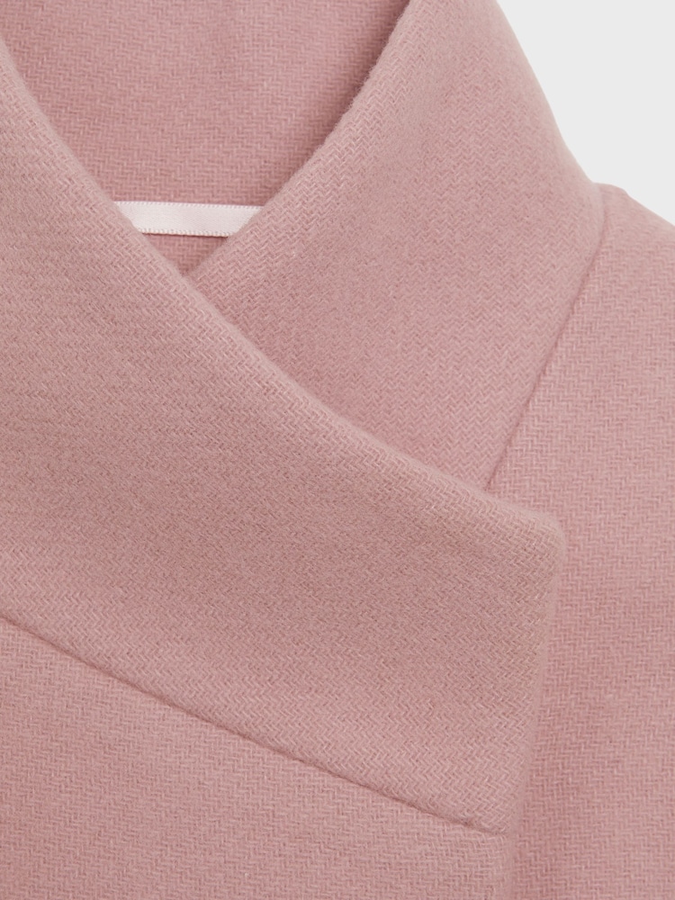 Reiss Pink Kia Senior Wool Blend Funnel Neck Coat - Image 6 of 6