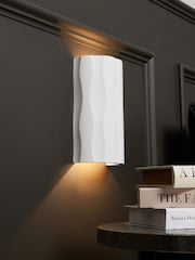 BHS White Toledo Up Down Paintable Plaster Wall Light - Image 1 of 6