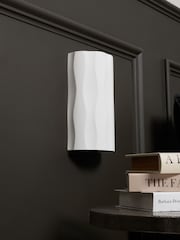 BHS White Toledo Up Down Paintable Plaster Wall Light - Image 2 of 6