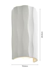 BHS White Toledo Up Down Paintable Plaster Wall Light - Image 4 of 6