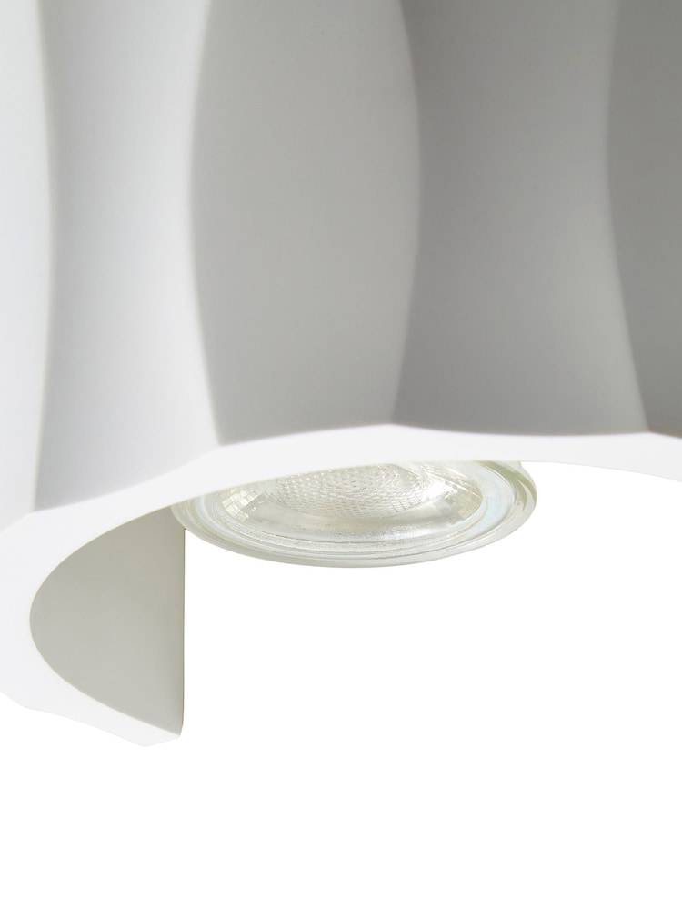 BHS White Toledo Up Down Paintable Plaster Wall Light - Image 6 of 6