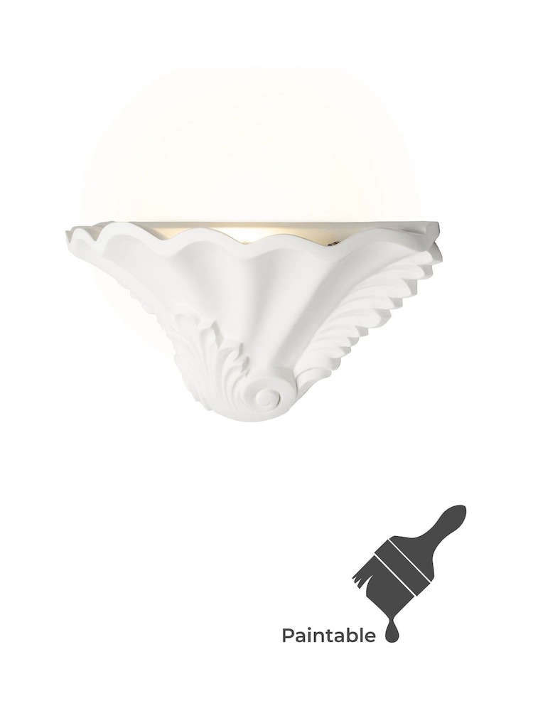 BHS White Arucas Paintable Plaster Wall Uplighter - Image 2 of 4