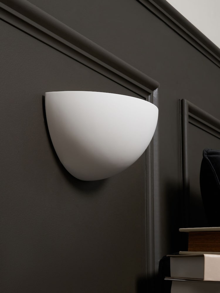 BHS White Mao Paintable Plaster Wall Qtr Uplighter - Image 2 of 6