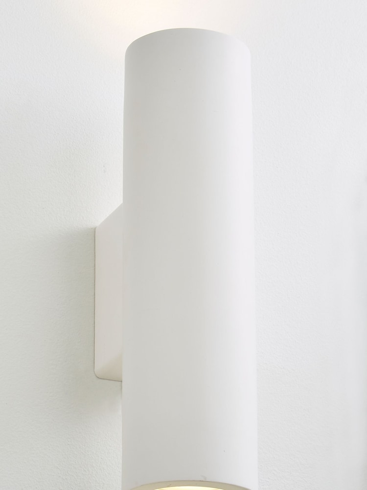 BHS White Carmona Up Down Paintable Plaster Wall Light - Image 1 of 3