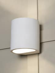 BHS White Osuna Round Up Down Paintable Plaster Wall Light - Image 1 of 7
