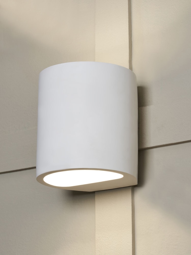 BHS White Osuna Round Up Down Paintable Plaster Wall Light - Image 1 of 7