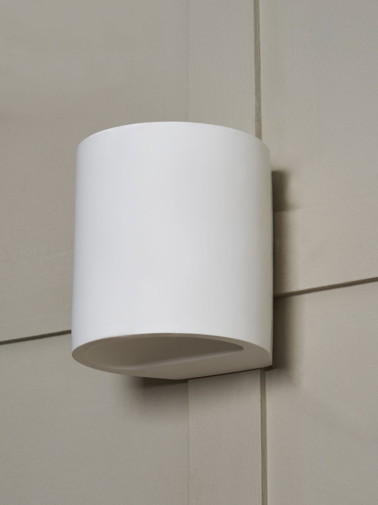 BHS White Osuna Round Up Down Paintable Plaster Wall Light - Image 2 of 7
