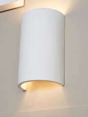BHS White Martos Up Down Paintable Plaster Wall Light - Image 1 of 7