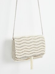 Oliver Bonas Cream Myleah Beaded Pearl Clutch Bag - Image 3 of 6