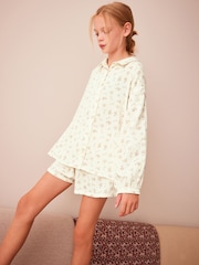 Neutral Floral Print Button Through Short Pyjamas (6-16yrs) - Image 1 of 8