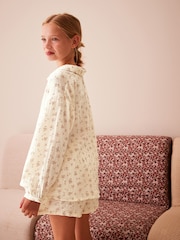 Neutral Floral Print Button Through Short Pyjamas (6-16yrs) - Image 4 of 8