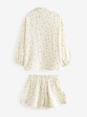 Neutral Floral Print Button Through Short Pyjamas (6-16yrs) - Image 6 of 8