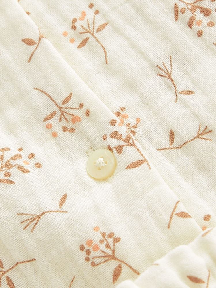 Neutral Floral Print Button Through Short Pyjamas (6-16yrs) - Image 8 of 8