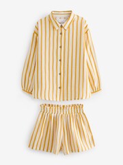 Ecru Cream/Yellow Stripe Button Through Short Pyjamas (6-16yrs) - Image 1 of 4