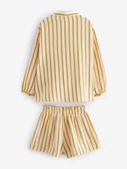 Ecru Cream/Yellow Stripe Button Through Short Pyjamas (6-16yrs) - Image 2 of 4