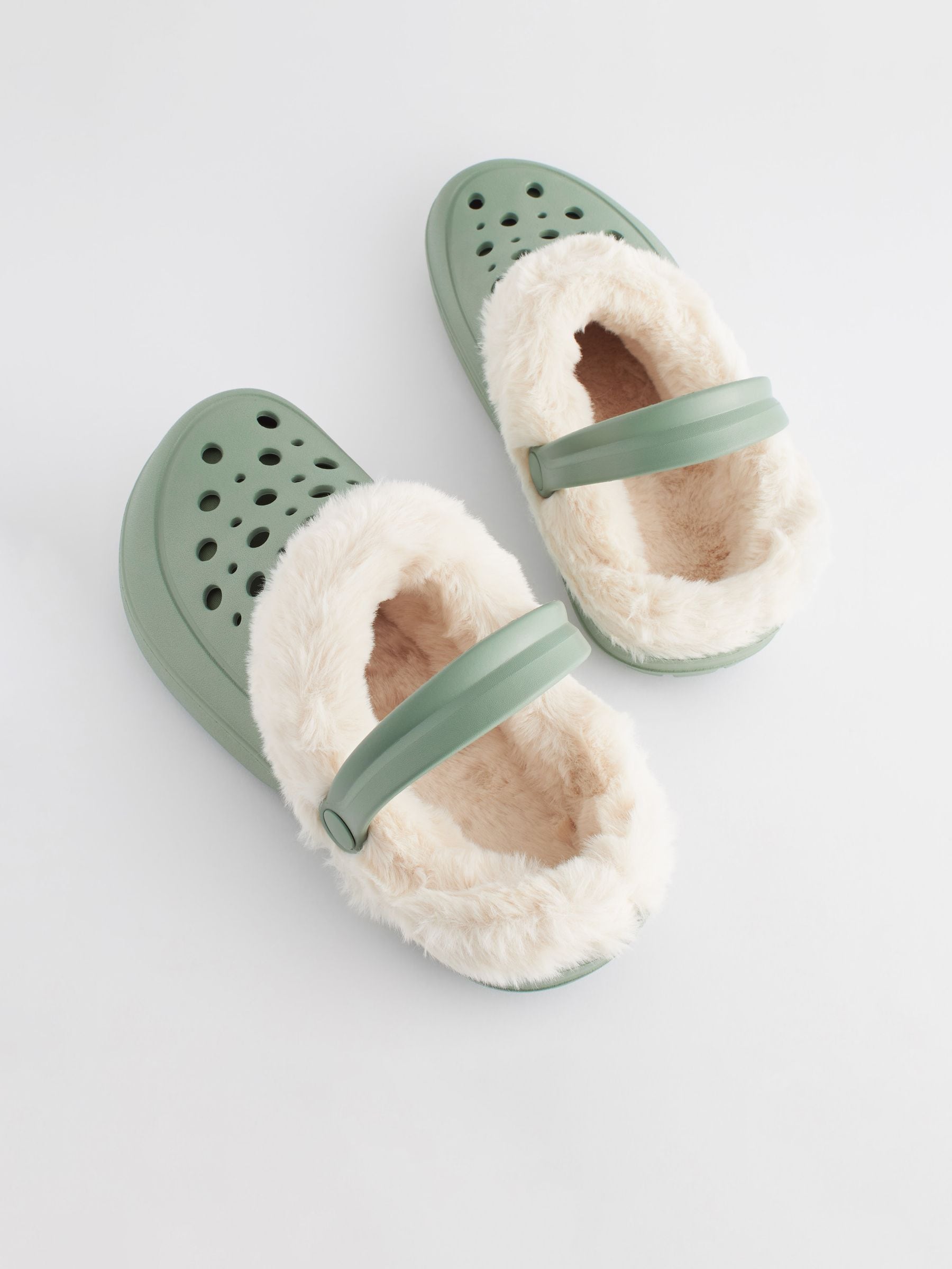 Buy Green Womens Faux Fur Lined Clogs Slippers from Next Ireland