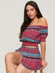 Superdry Pink Smocked Beach Shorts - Image 3 of 5
