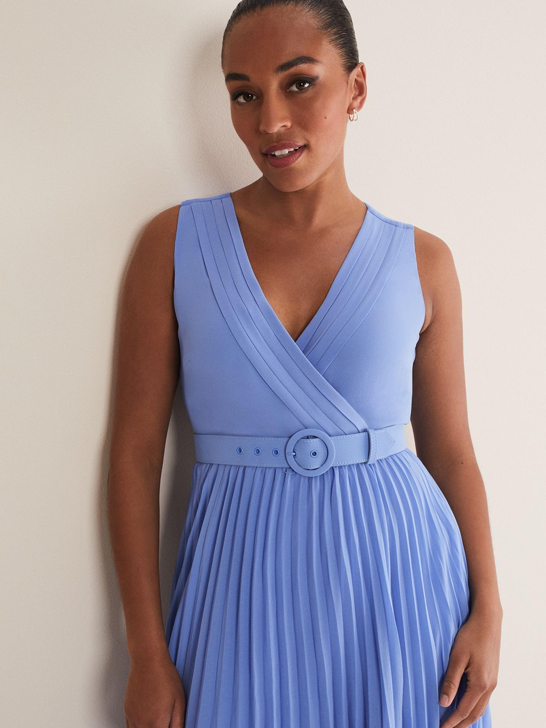 Buy Phase Eight Blue Petite Brianna Pleated Midaxi Dress
