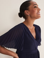 Phase Eight Blue Kendall Pleated Midi Dress - Image 4 of 6