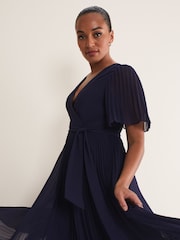 Phase Eight Blue Kendall Pleated Midi Dress - Image 5 of 6