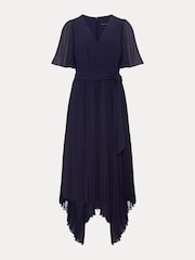 Phase Eight Blue Kendall Pleated Midi Dress - Image 6 of 6